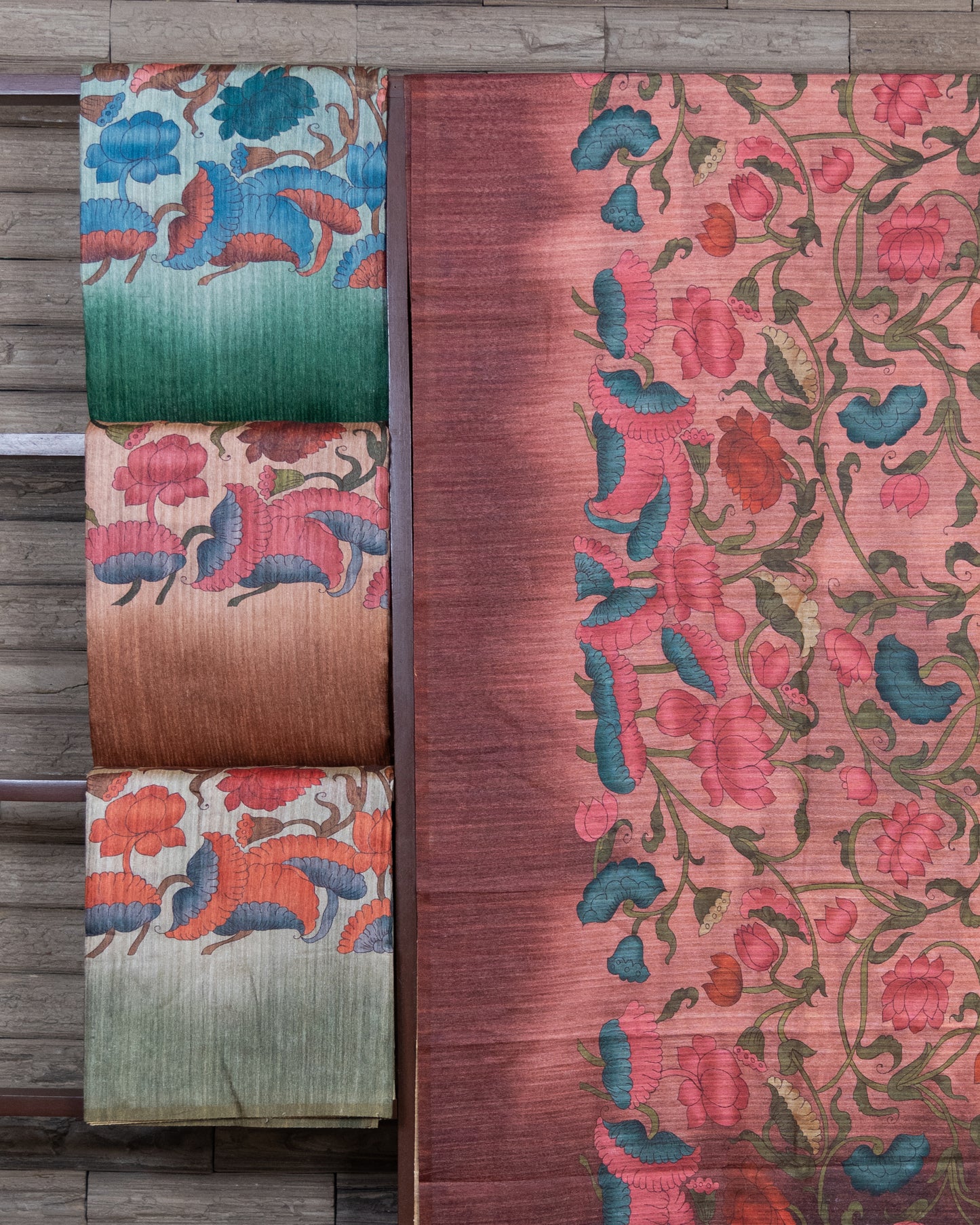 Kalamkari Design Digitally Printed Semi Tussar Saree of Different Color.