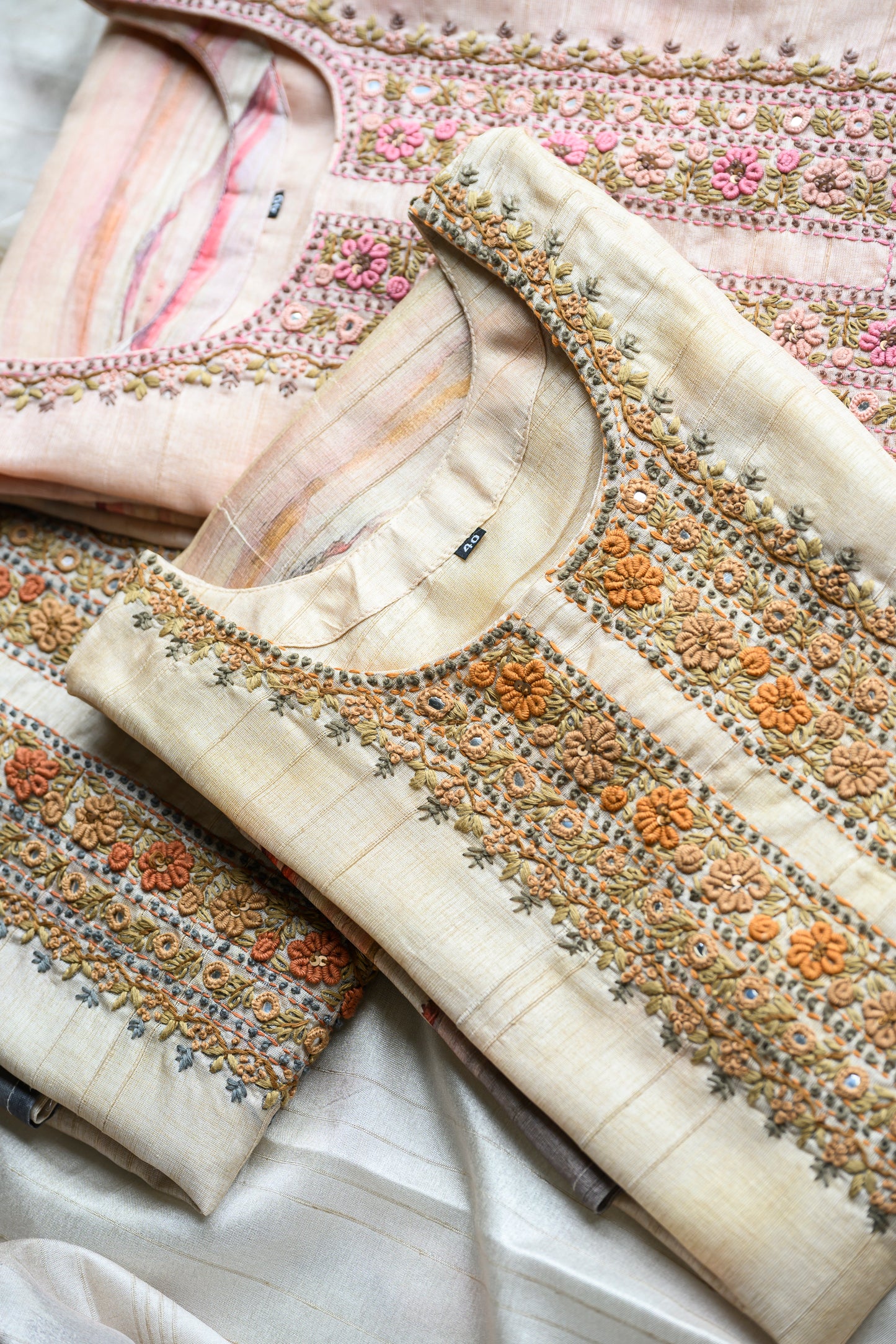 Tussore 3 pc kurta sharara sets