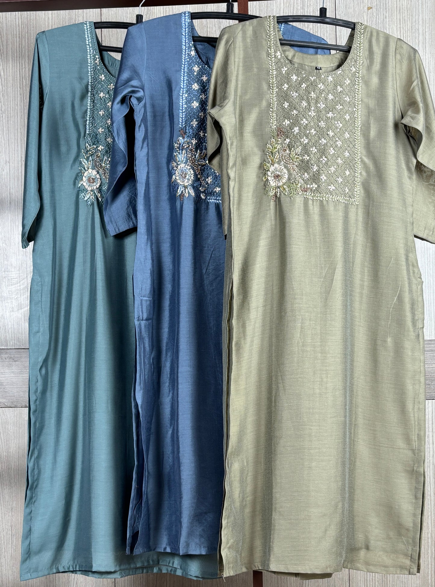 Roman silk Handwork Kurti