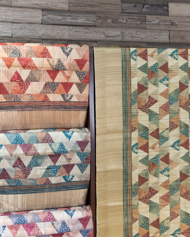 Four Set Geometric Style Semi Tussar Handloom Saree of Different Color. 