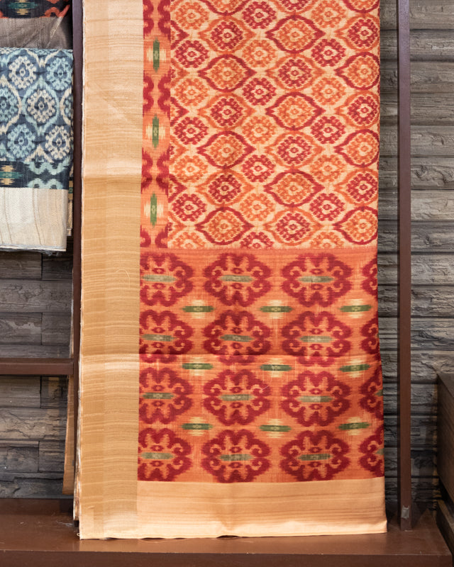 Four Set Pochampally Semi Tussar With Golden Border Handloom Saree in Different Color.