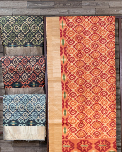 Four Set Pochampally Semi Tussar Handloom Saree in Different Color.