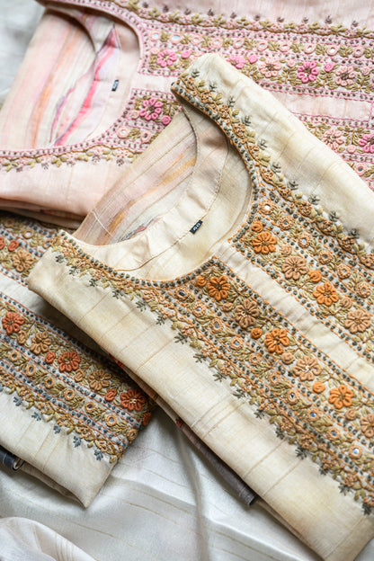 Tussore 3 pc kurta sharara sets