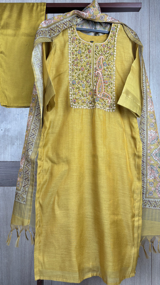 Tissue linen 3 pc kurta set