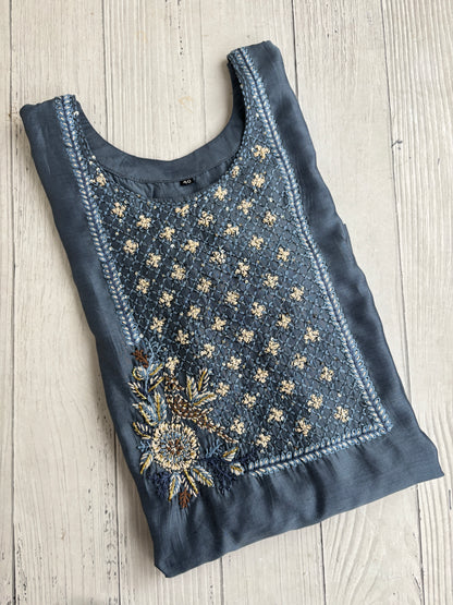 Roman silk Handwork Kurti