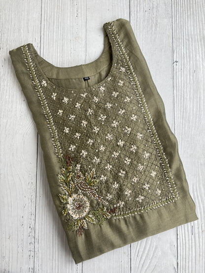 Roman silk Handwork Kurti