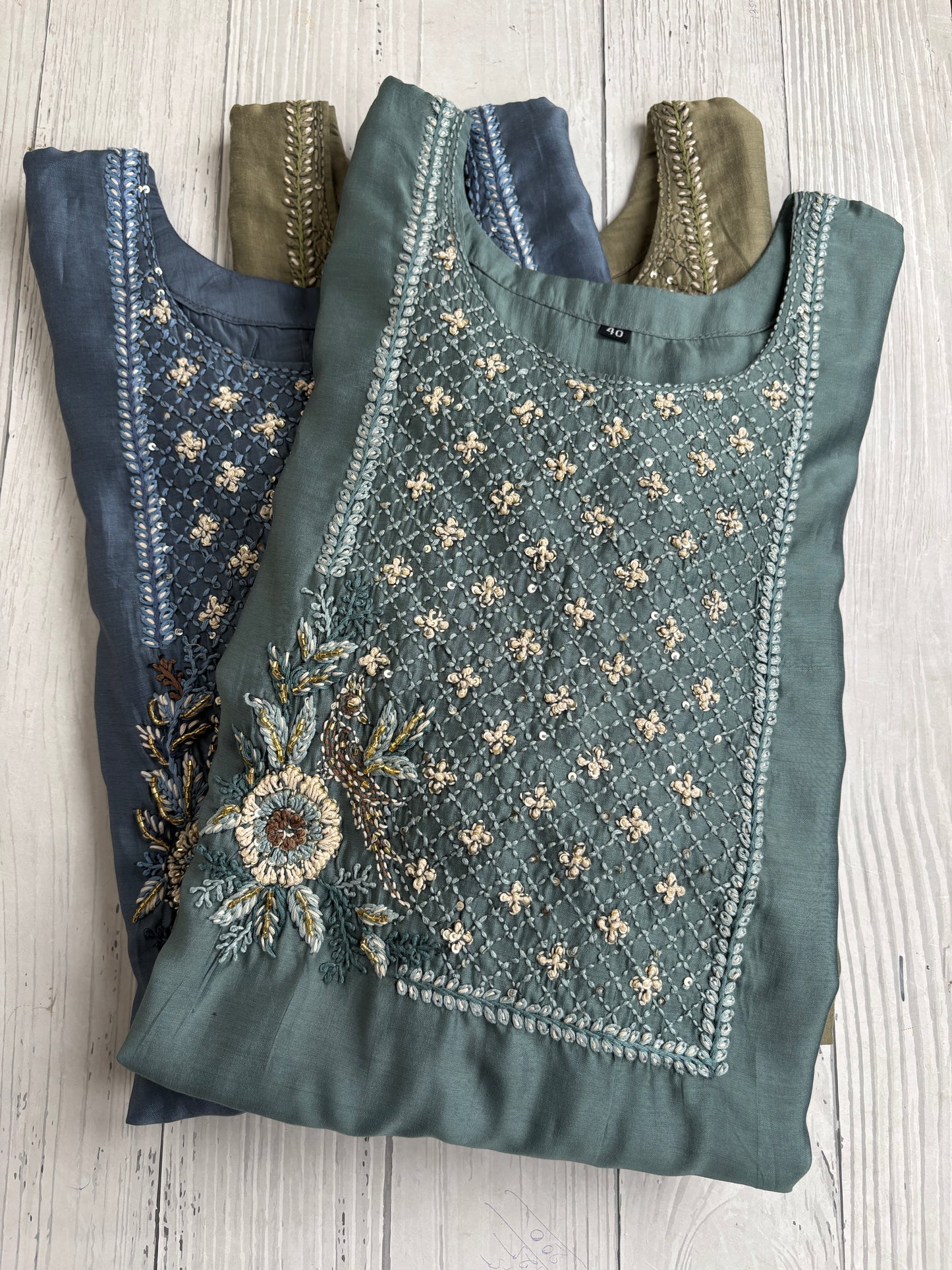 Roman silk Handwork Kurti