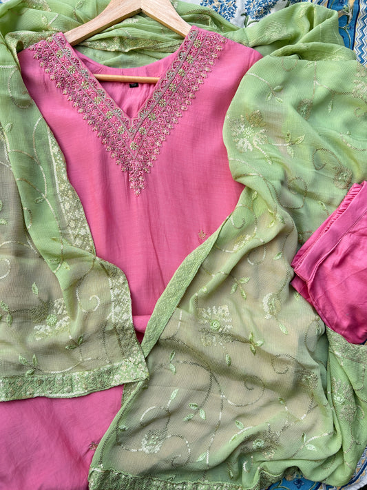 Muslin 3 pc kurta set