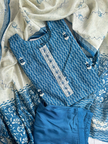 Maheshwari silk 3 pc kurta set