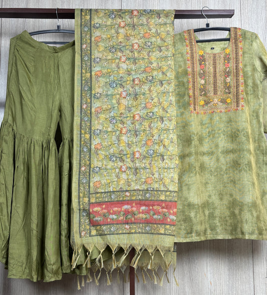 Tissue 3 pc sharara kurta set