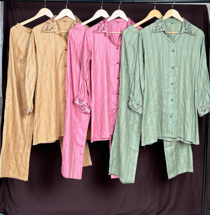 Cotton co ord sets in French knot work