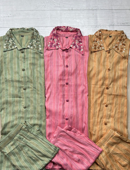 Cotton co ord sets in French knot work