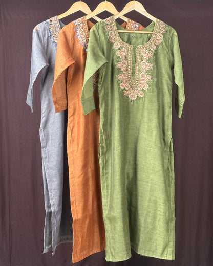 Chanderi 3 pc kurta set