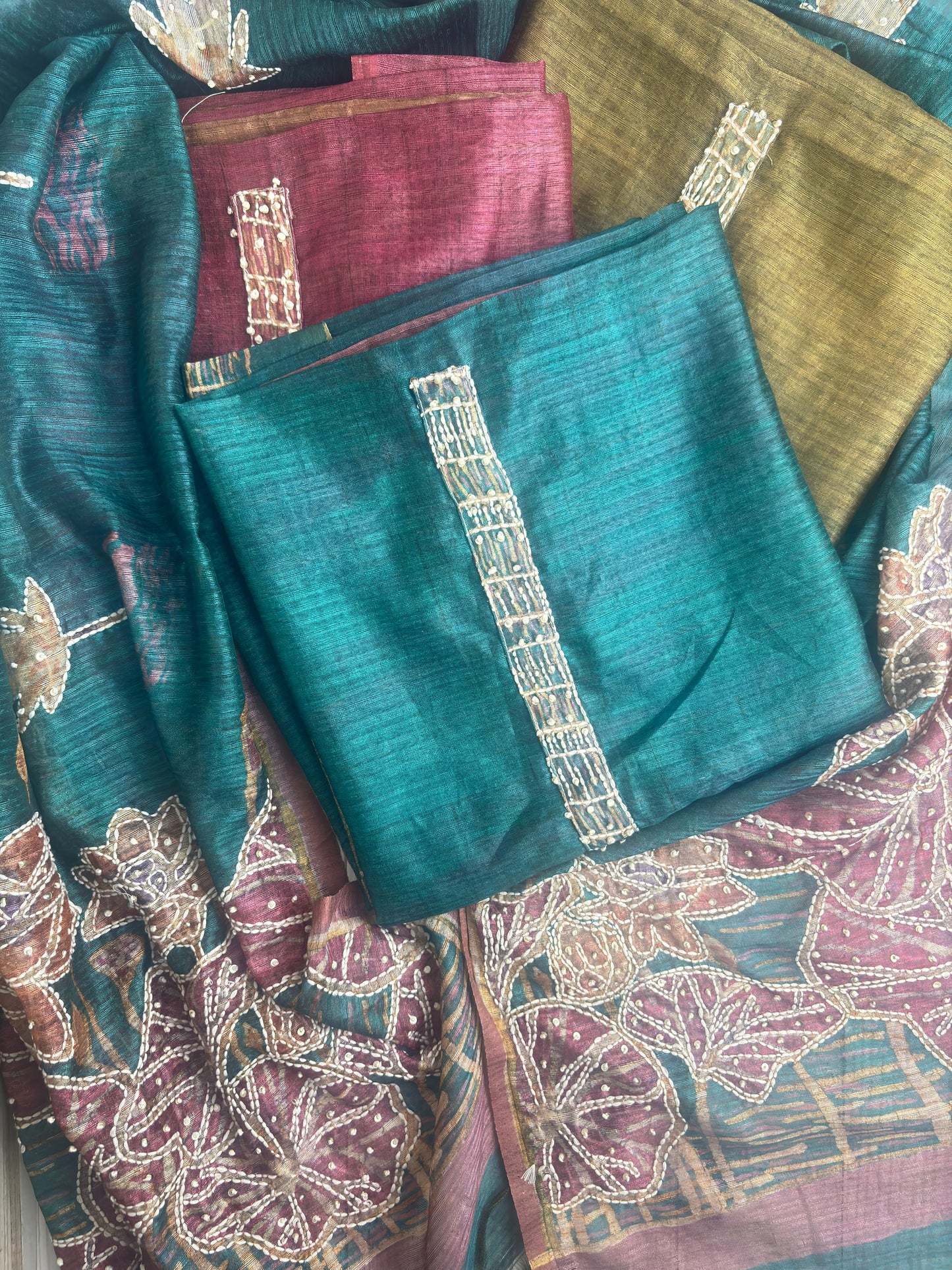 Matka Tussore Kantha Suit