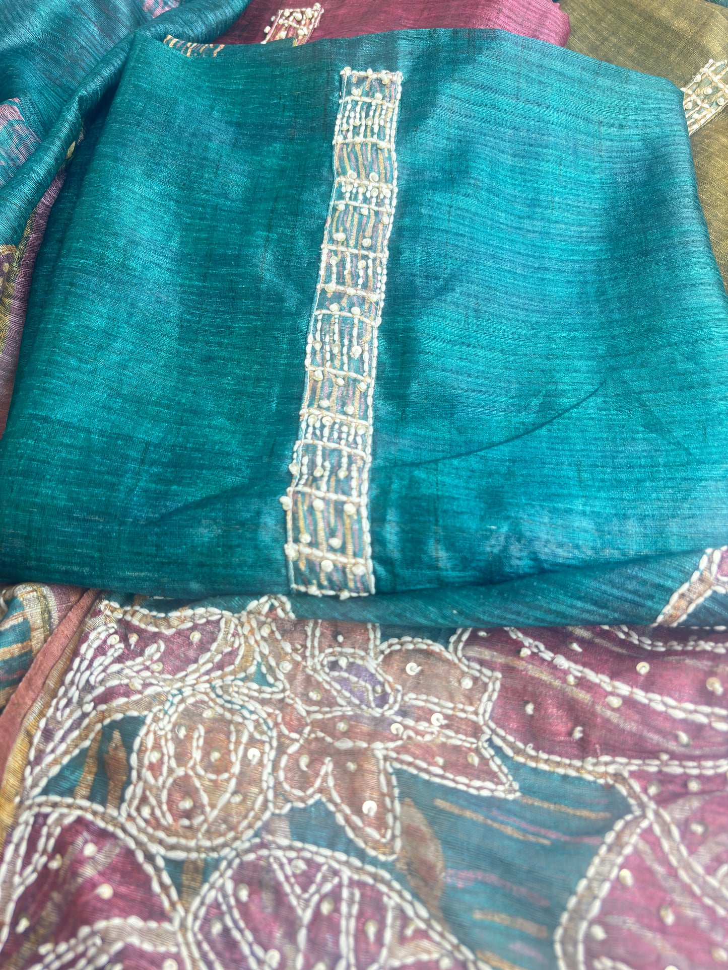 Matka Tussore Kantha Suit