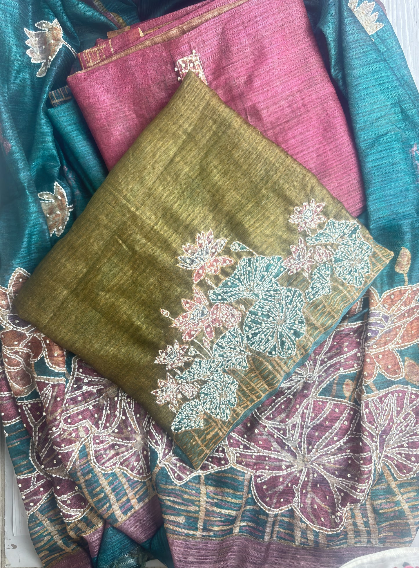 Matka Tussore Kantha Suit