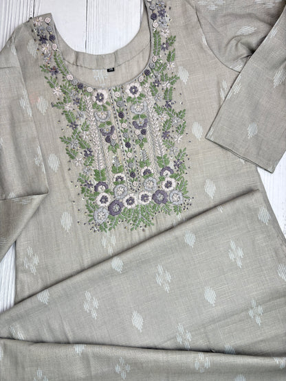 Cotton kurti with French Knot work