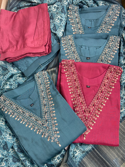 Muslin 3 Pc handwork suit