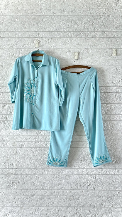 Cotton co ord set in French knot work