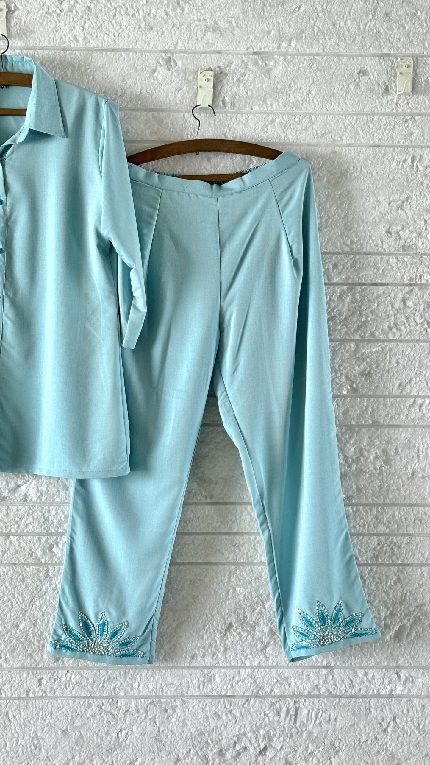 Cotton co ord set in French knot work