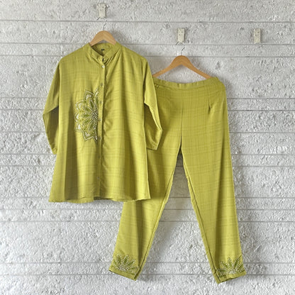 Cotton co ord set in French knot work