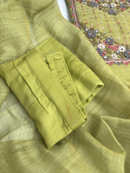 Tissue linen 3 pc kurta suit