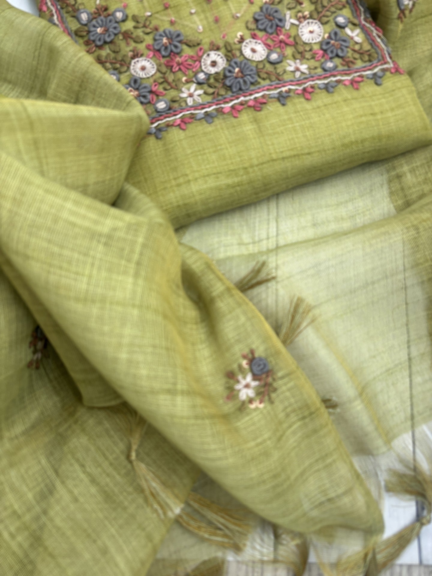 Tissue linen 3 pc kurta suit